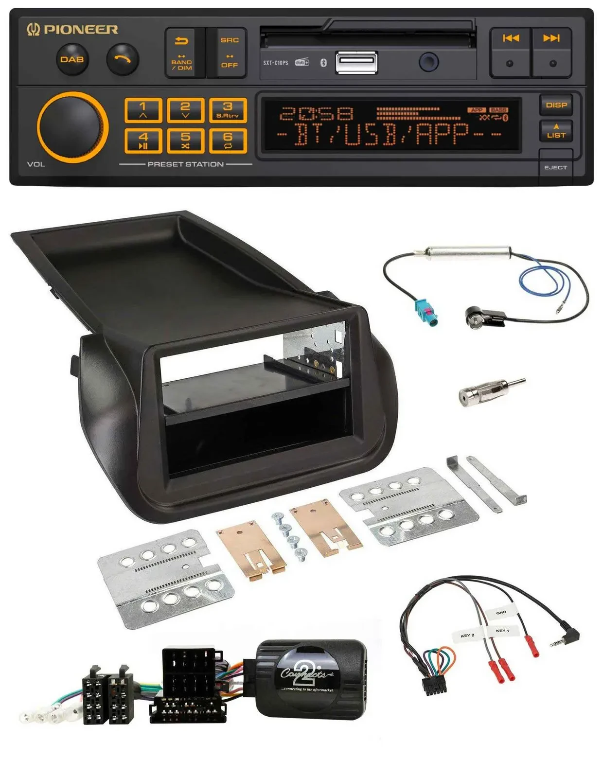 Автомагнитола Pioneer DAB, Bluetooth, USB для Citroen Nemo/Peugeot Bipper с поддержкой кнопок на руле