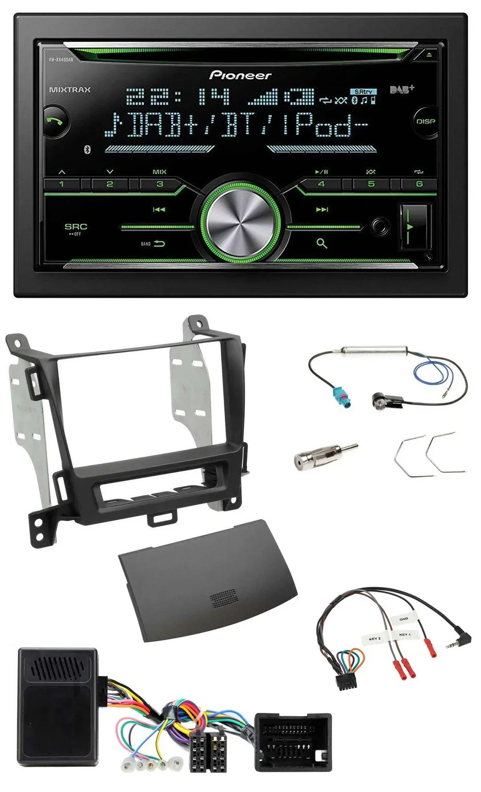 Pioneer Bluetooth Lenkrad DAB 2DIN USB CD Autoradio für Opel Zafira ab 13 jet bl
