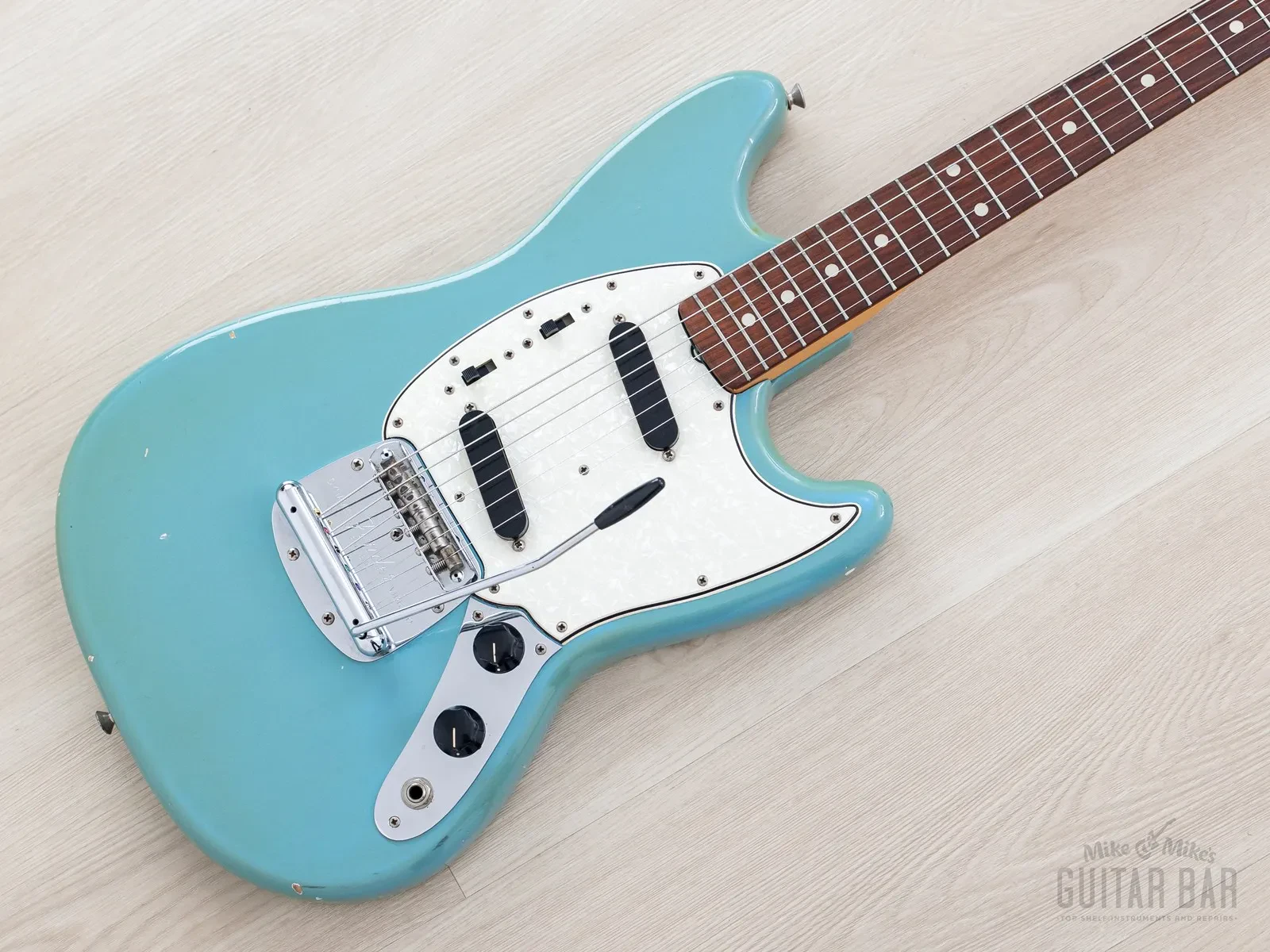 1965 Fender Mustang Vintage Offset Guitar Daphne Blue w/ Early Features, Case