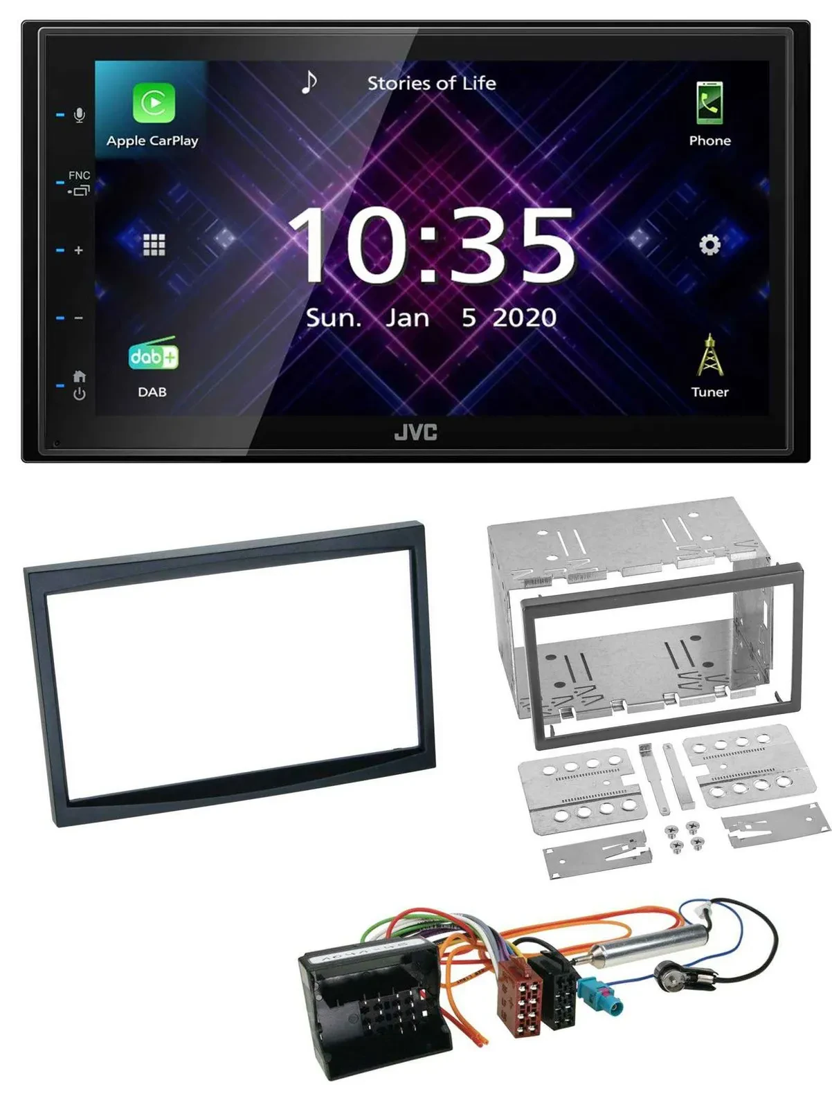 JVC DAB 2DIN MP3 Bluetooth USB Autoradio für Peugeot 207 307 Expert Partner schw
