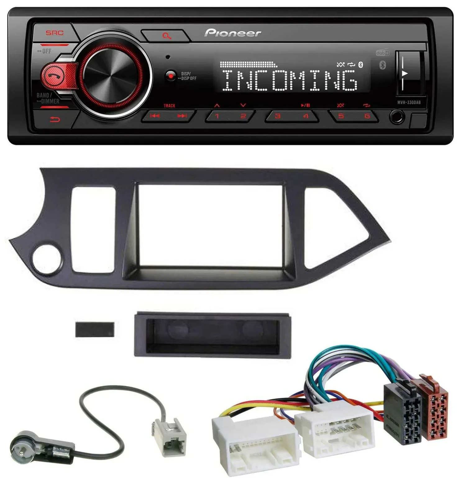 Автомагнитола для Kia Picanto (с 2011) Pioneer Bluetooth, USB, DAB, MP3, совместимая со старт-стоп