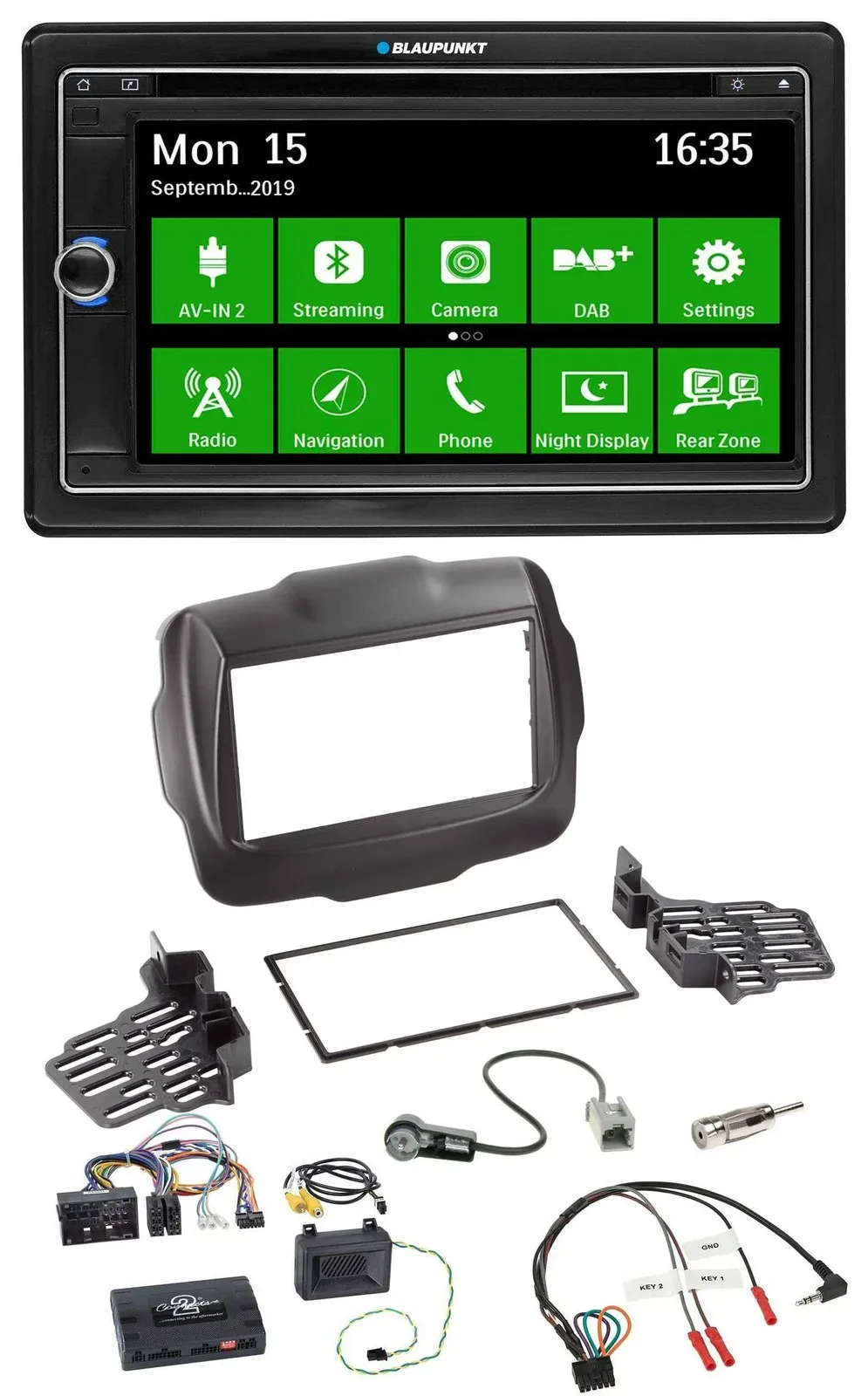 Blaupunkt Bluetooth 2DIN Lenkrad DAB USB TMC Navigation für Jeep Renegade ab 201