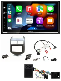 Kenwood DAB USB Bluetooth 2DIN Lenkrad Autoradio für Chevrolet Aveo ab 11 dunkel