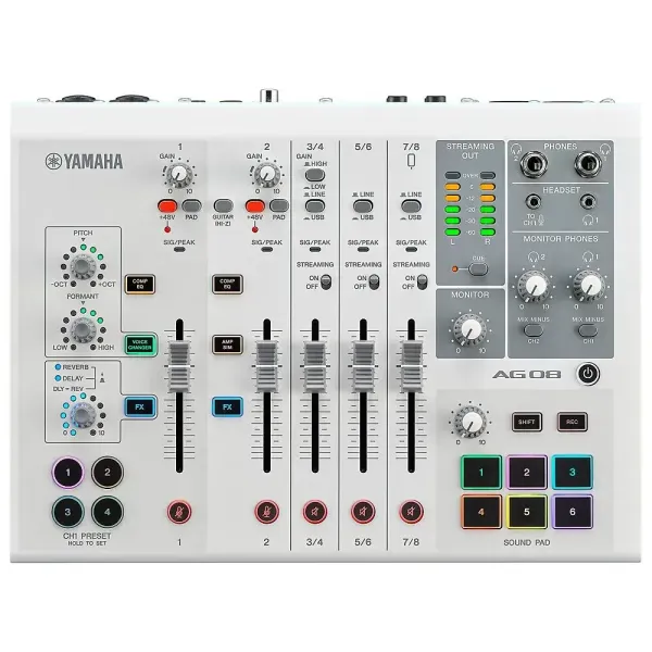 Yamaha AG08 8-channel Mixer/USB Interface for Mac/PC White