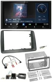 Автомагнитола Kenwood 2DIN, Bluetooth, USB, DAB, для Fiat Panda 2007–2012, серый