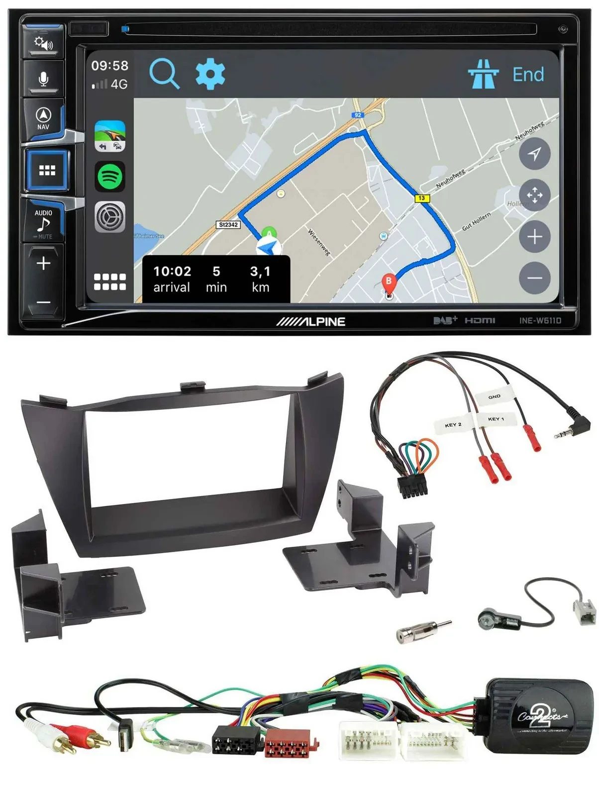 Alpine DAB TMC Bluetooth 2DIN USB Lenkrad Navigation für Hyundai Tucson 2010-201