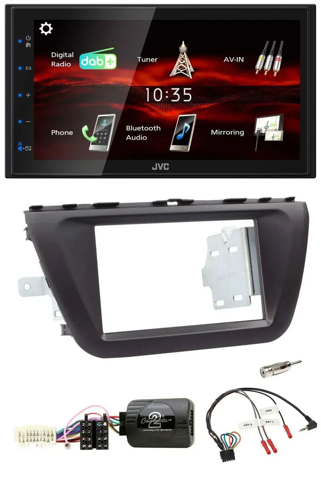 Автомагнитола JVC 2DIN, DAB, USB, Bluetooth, для Suzuki SX4 (с 2013)