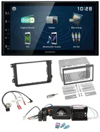 Kenwood 2DIN Bluetooth Lenkrad USB DAB Autoradio für VW Amarok Beetle EOS Caddy