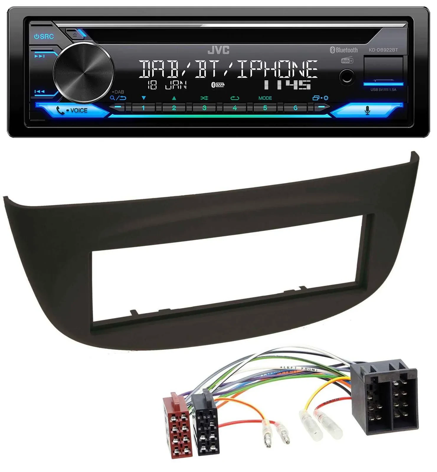 JVC Bluetooth MP3 USB DAB CD Autoradio für Renault Twingo (07-12) schwarz