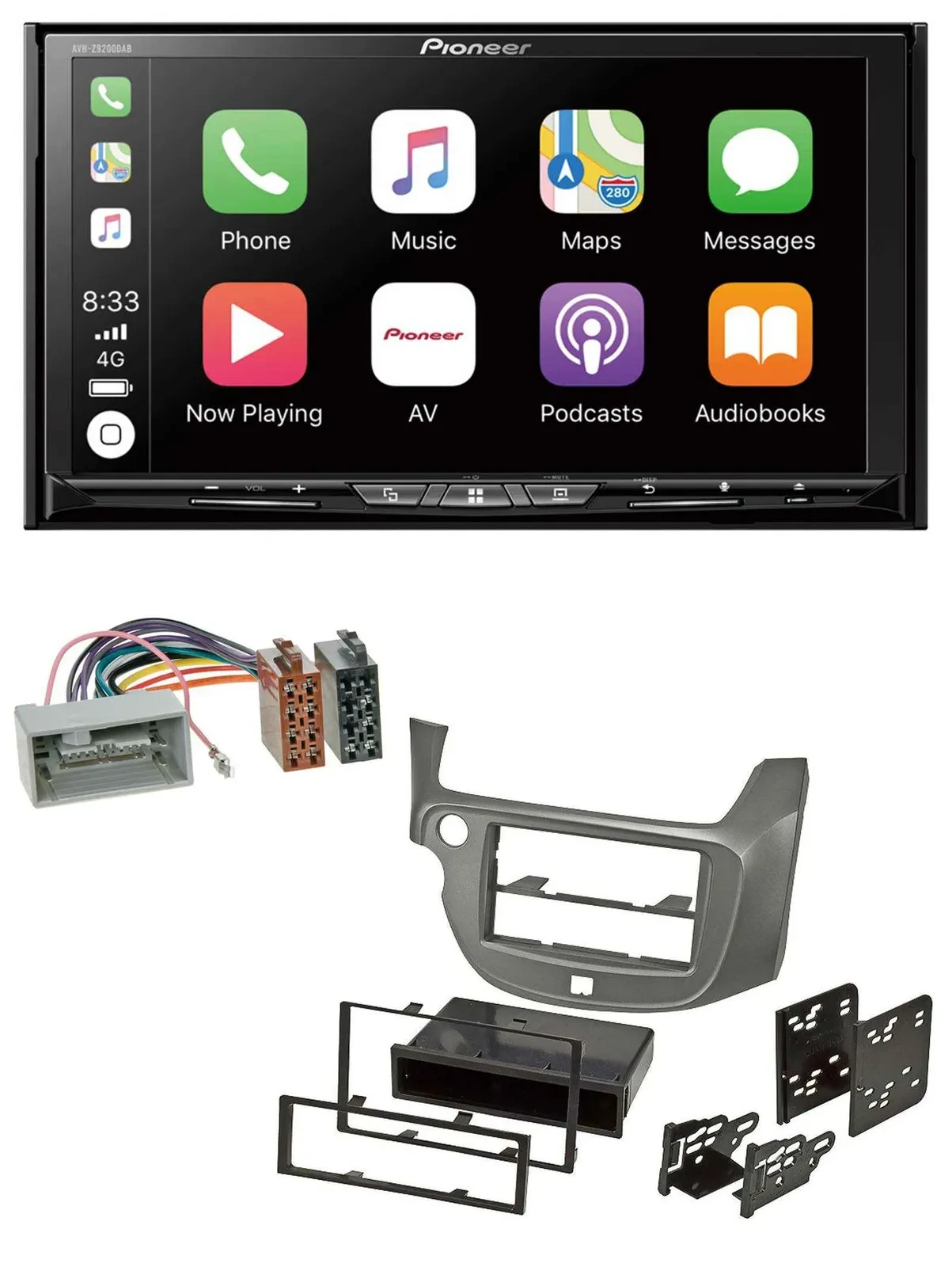 Pioneer 2DIN MP3 USB DAB DVD Bluetooth Autoradio für Honda Jazz ab 09 silber