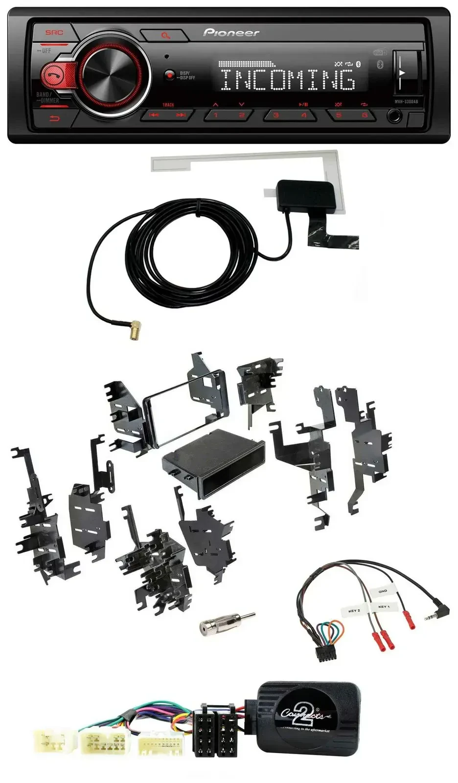 Автомагнитола для Toyota Yaris (2007–2012) Pioneer CD/MP3, DAB, USB, управление с руля