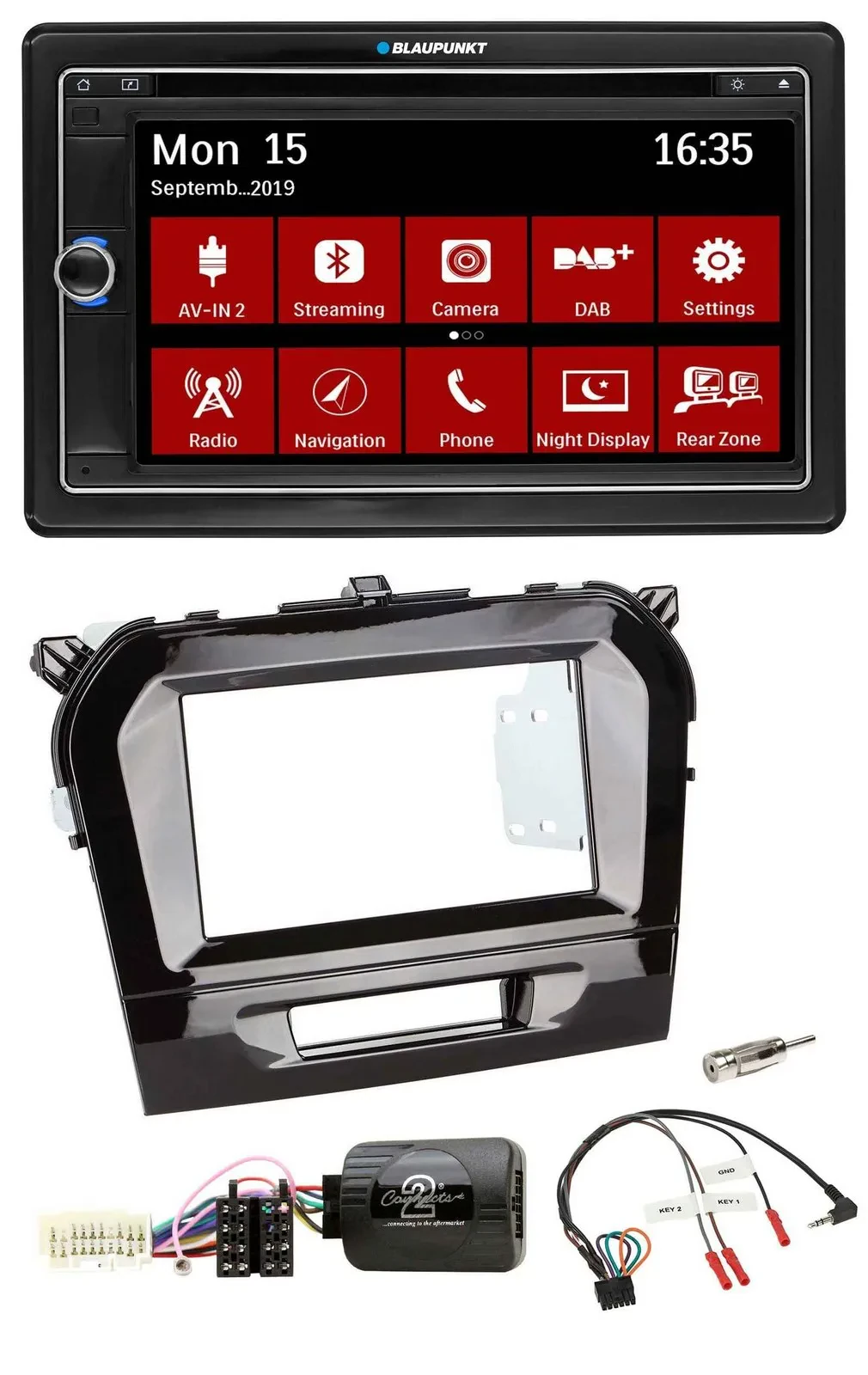 Blaupunkt TMC USB Lenkrad Bluetooth DAB 2DIN Navigation für Suzuki Vitara ab 201
