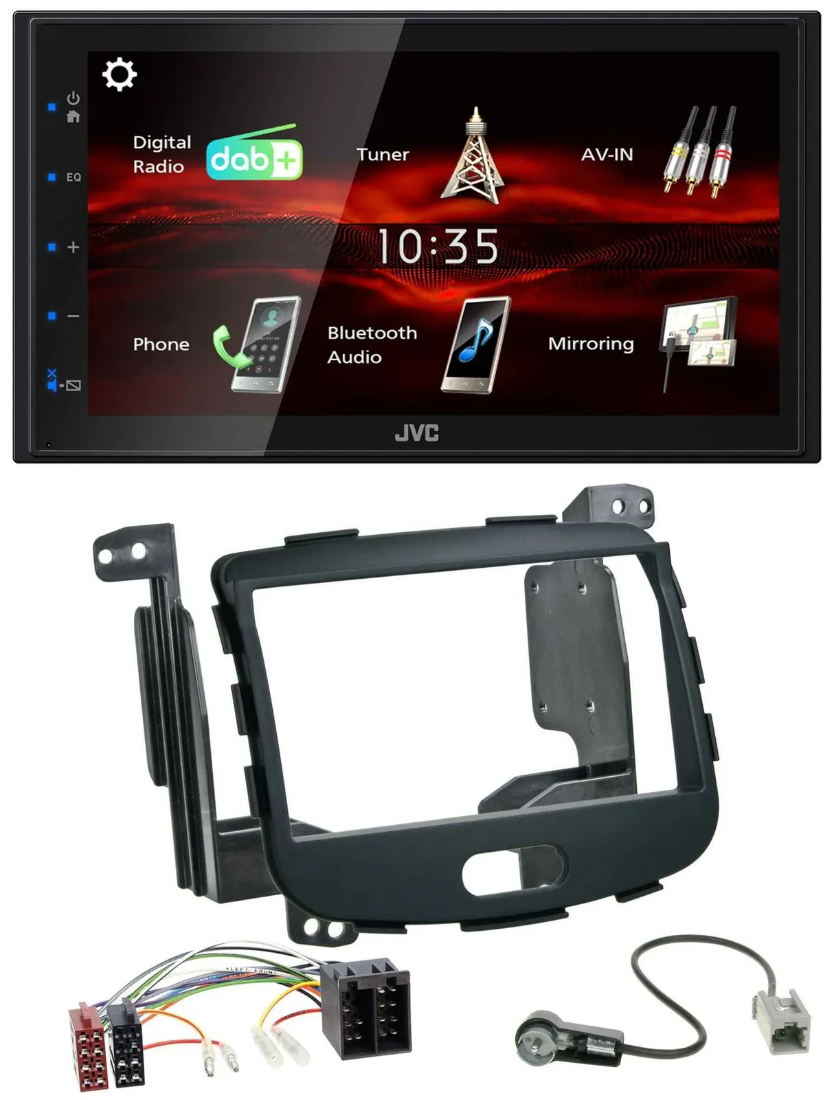 JVC USB Bluetooth MP3 DAB 2DIN Autoradio für Hyundai i10 08-13 Rubber Touch