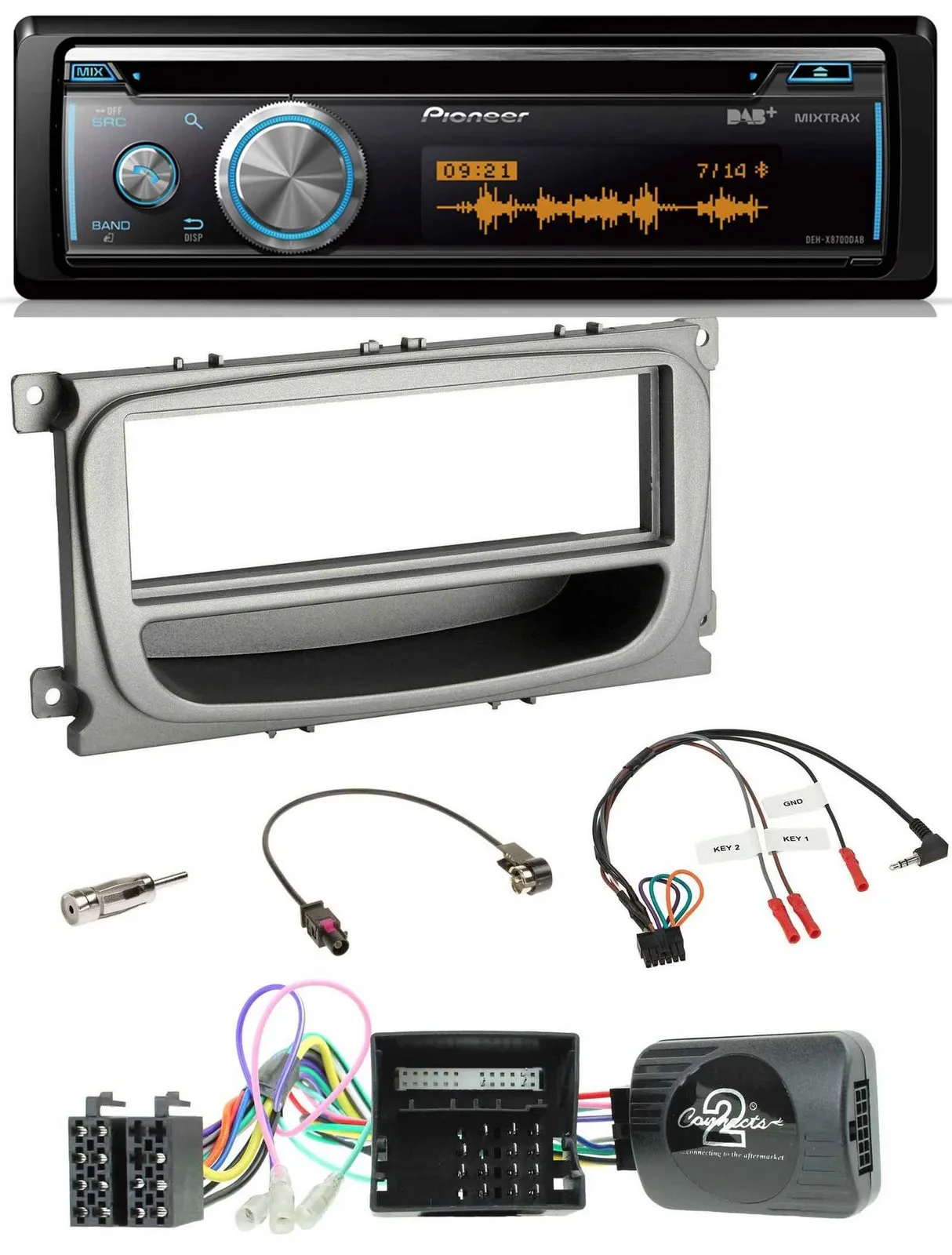 Автомагнитола Pioneer DAB USB CD Bluetooth для Ford S‑Max/Mondeo (2007–2014), поддержка кнопок на руле, CAN-bus
