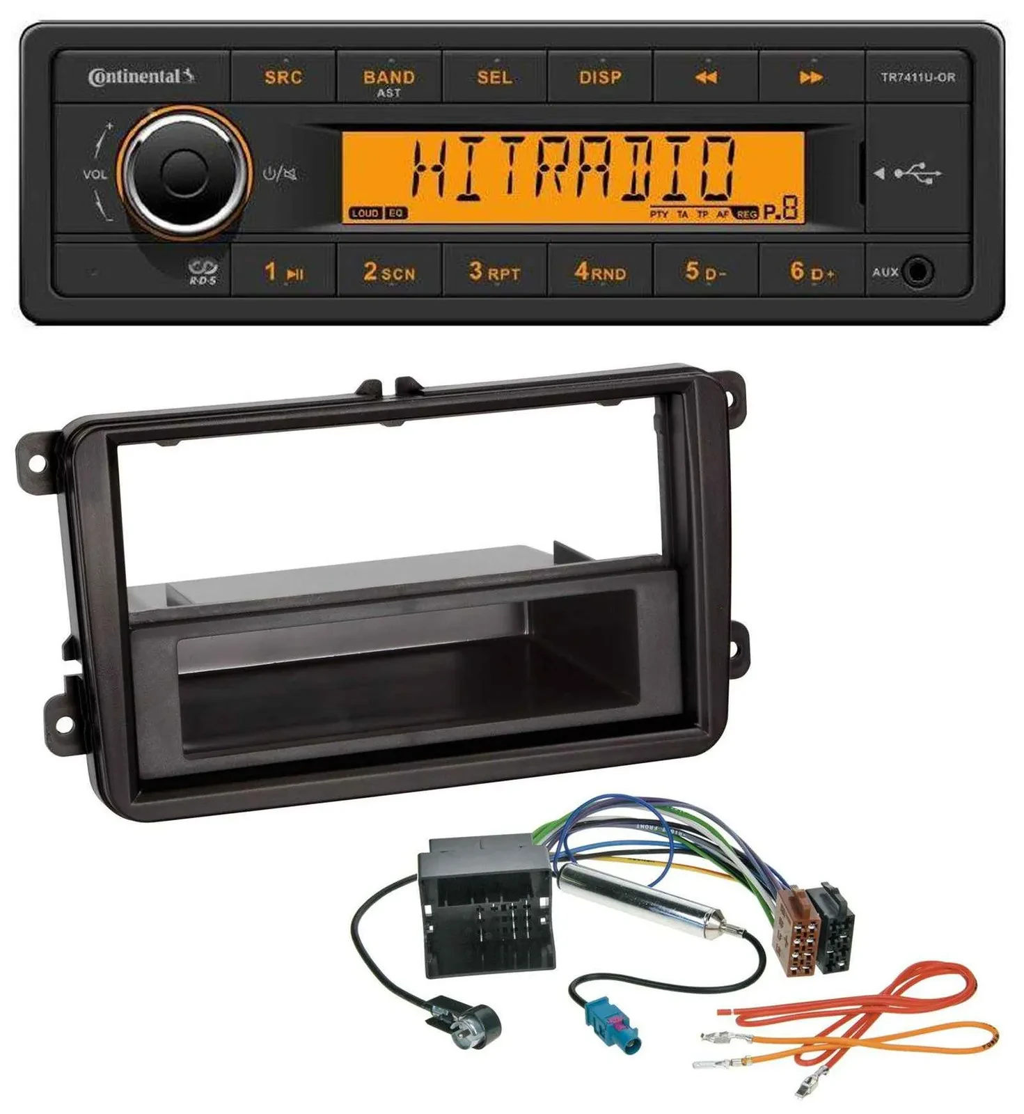 Continental 1DIN USB AUX MP3 Autoradio für VW Caddy Golf V VI Jetta ab 03