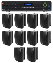 Настенная акустика JBL WET-6B Black с усилителем (10 штук)
