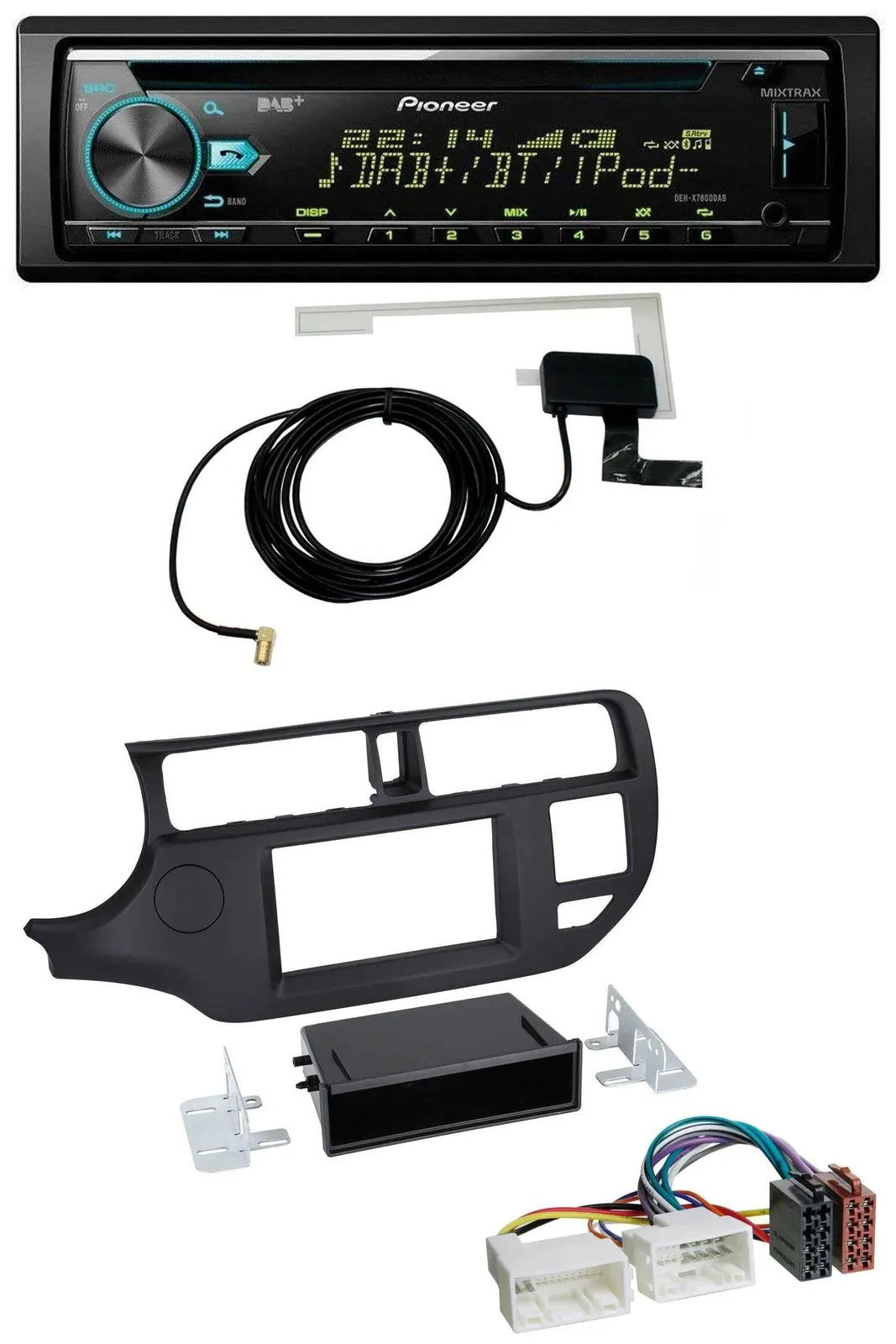 Pioneer MP3 AUX CD USB DAB Autoradio für Kia Rio (UB 2011-2014) schwarz