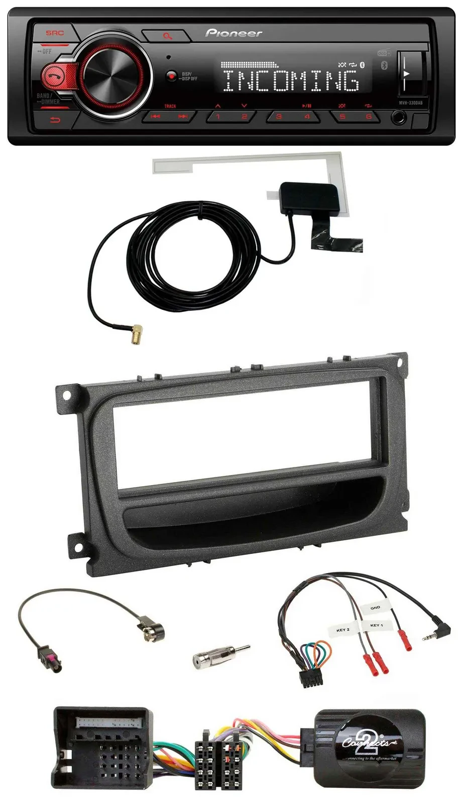 Автомагнитола Pioneer DAB Bluetooth USB для Ford Mondeo/S-Max (2007–2014), черный