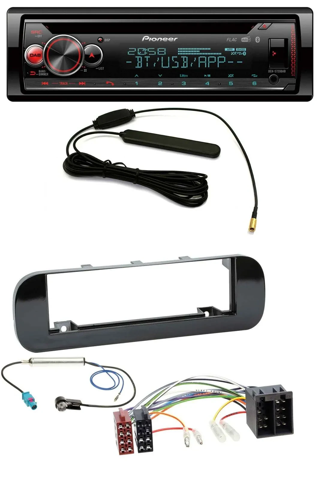 Автомагнитола Pioneer USB, DAB, MP3, Bluetooth, CD для Fiat Panda (с 2012), глянцевая