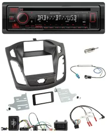 Автомагнитола для Ford Focus (DYB) 2011–2014 Kenwood CD, USB, Bluetooth, DAB, поддержка управления на руле