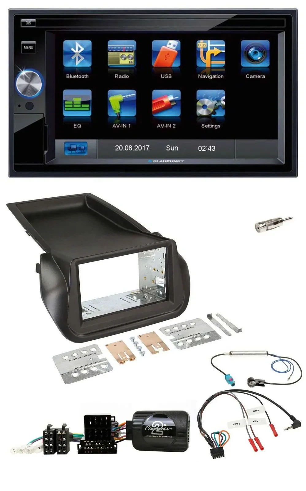 Blaupunkt SD USB TMC Bluetooth 2DIN Lenkrad Navigation für Citroen Nemo Peugeot