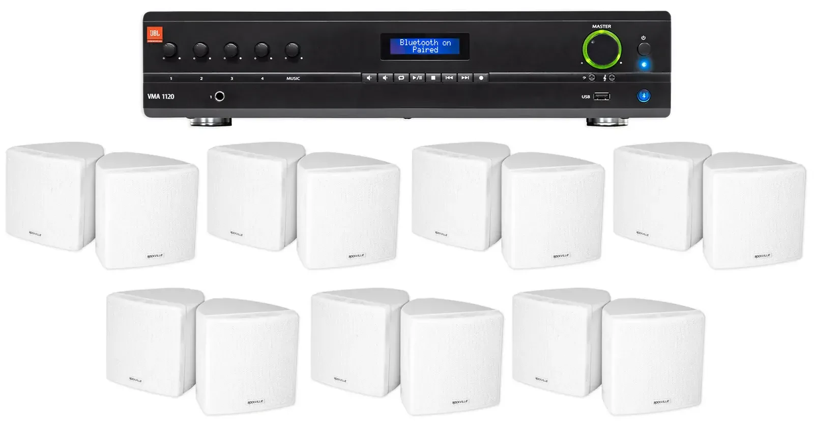 Настенная акустика JBL Cube 70v White с усилителем (14 штук)