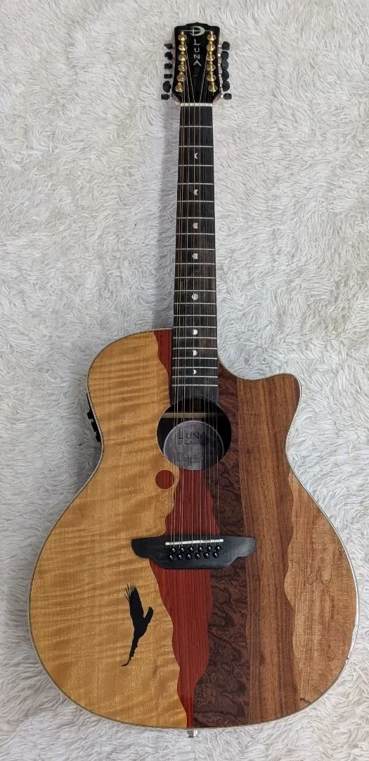 Luna Guitars Luna Vista Eagle 12 String  Tropical Wood Acoustic Electric Guitar w/Hard Case