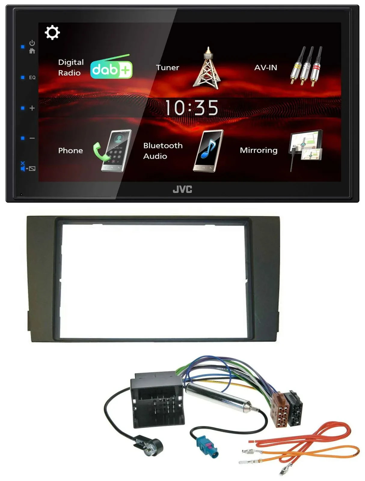 JVC USB Bluetooth MP3 DAB 2DIN Autoradio für Audi A6 01-05 C5 Quadlock