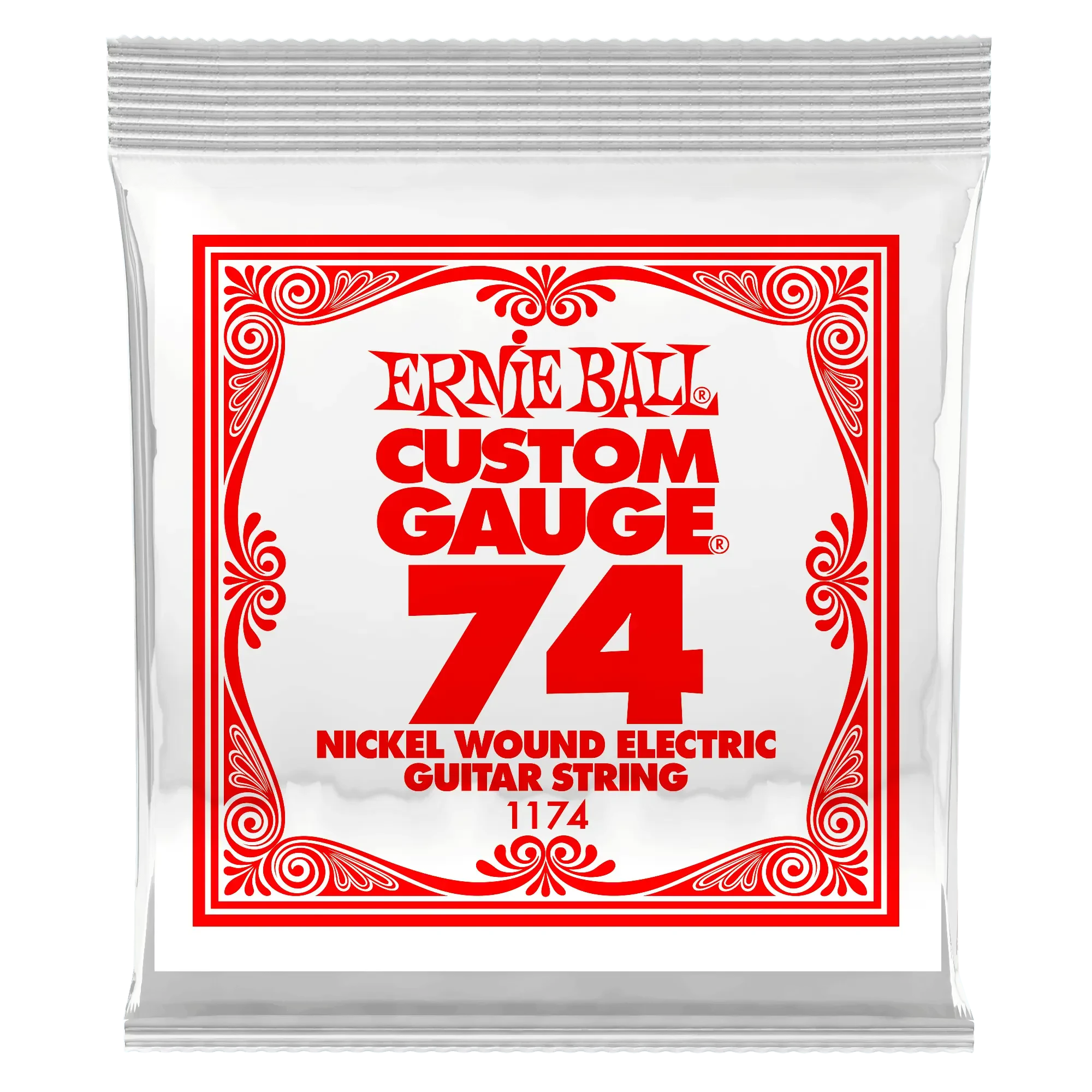 Струна для электрогитары Ernie Ball P01174 Custom gauge, сталь никелированная, калибр 74