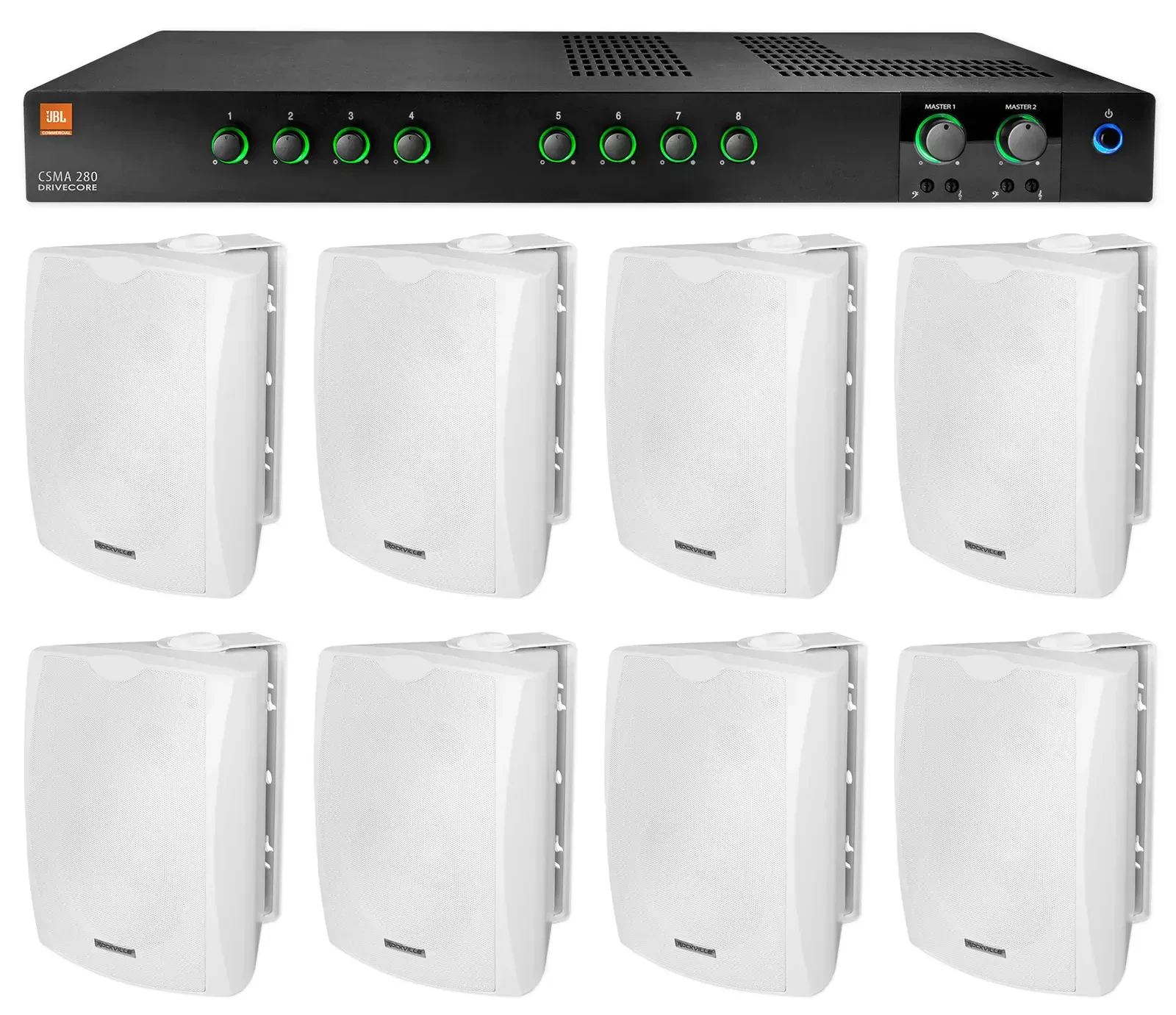 Настенная акустика JBL WET-5W White с усилителем (8 штук)