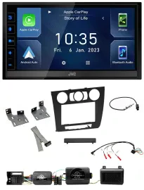 JVC DAB Bluetooth Lenkrad USB 2DIN Autoradio für BMW 1er PDC man. Klima E87/E88/