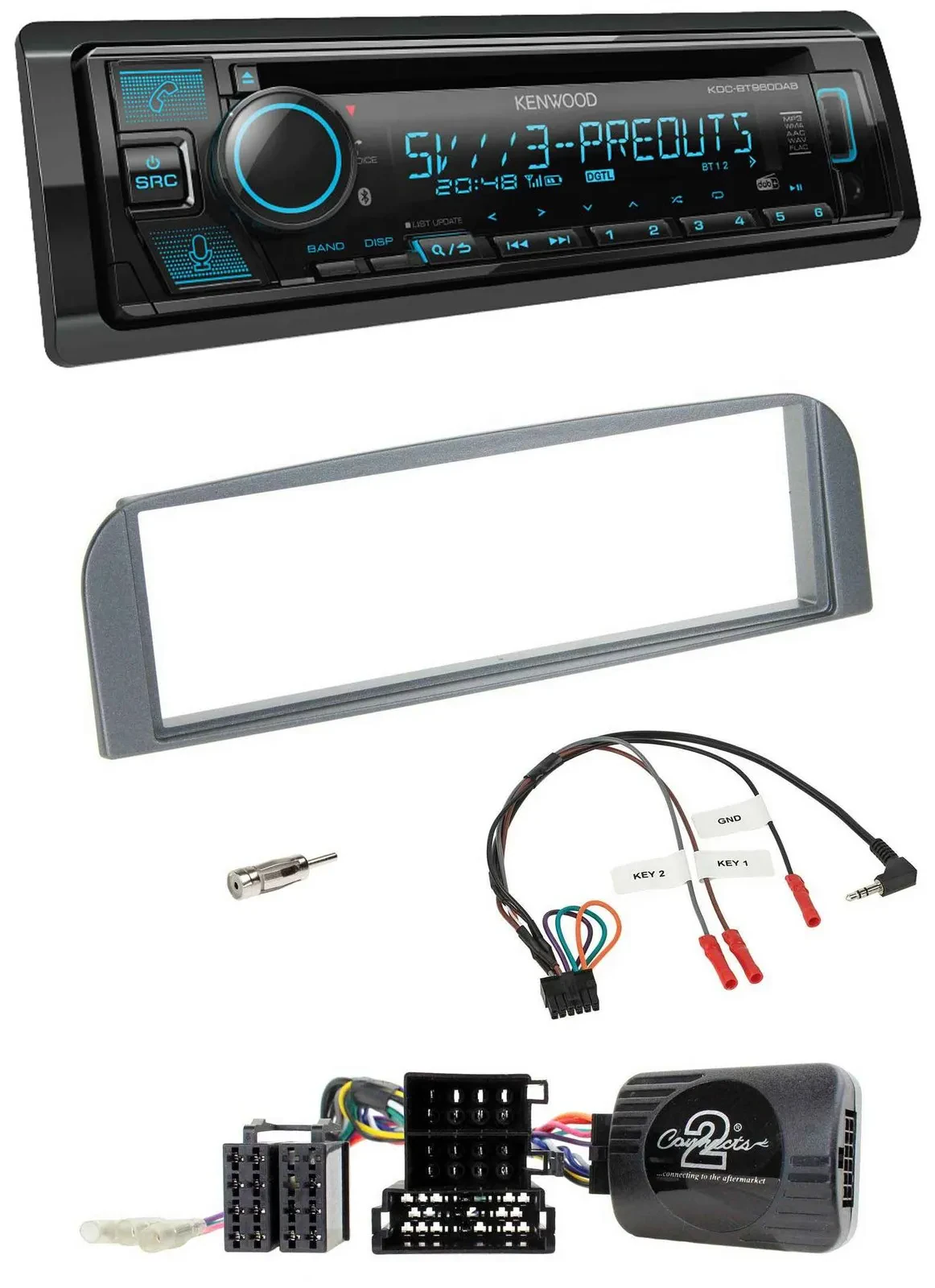 Автомагнитола Kenwood Bluetooth USB CD DAB для Alfa Romeo 147/GT 2007–2010, антрацит