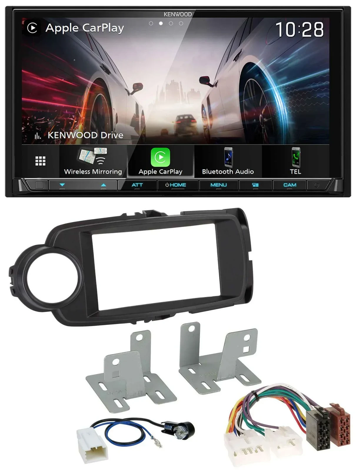 Kenwood MP3 2DIN USB DAB Bluetooth Autoradio für Toyota Yaris 11-20 schwarz