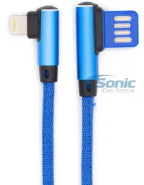 Belva BLC1BL Blue Right Angle 3.28ft Car Audio Power USB Lightning Cable Wire