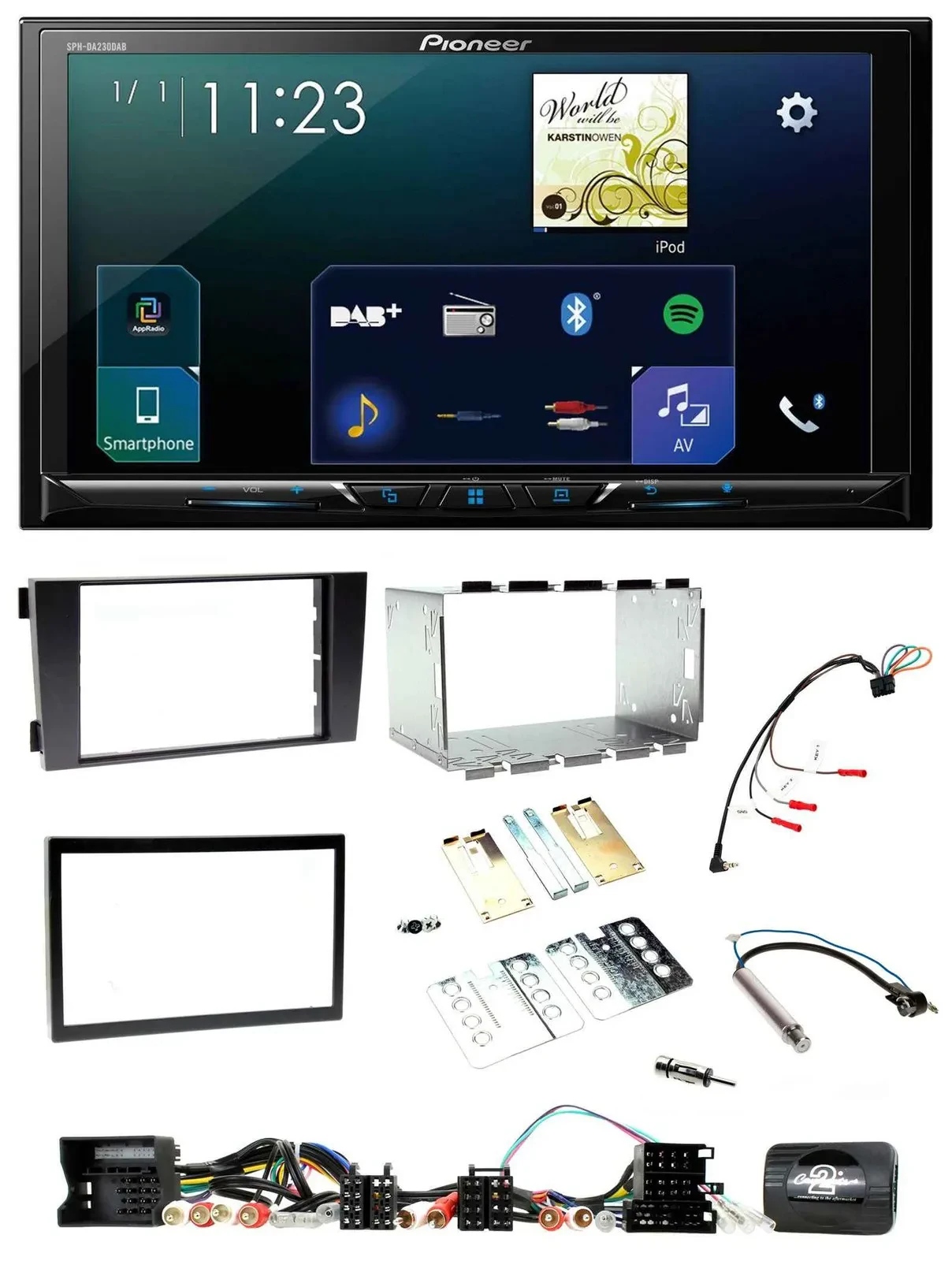 Pioneer Lenkrad Bluetooth USB 2DIN DAB Autoradio für Audi A6 C5 2001-2004 Aktivs