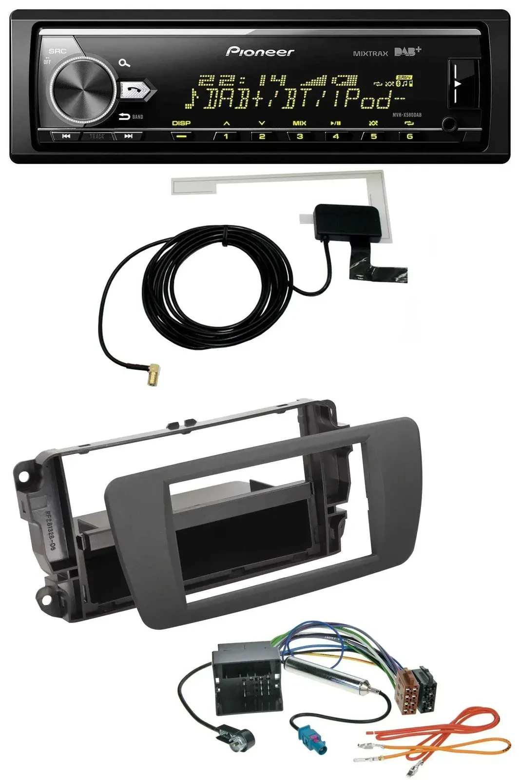 Автомагнитола Pioneer Bluetooth DAB USB MP3 для Seat Ibiza (с 2012) серый Tuam