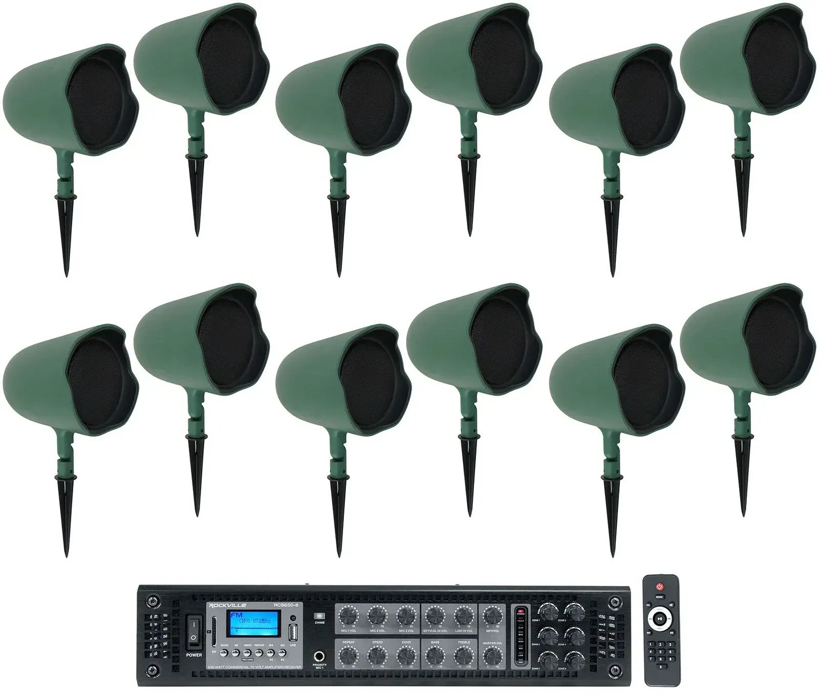 Рупорная акустика JBL GSF6-GN Green с усилителем (12 штук)