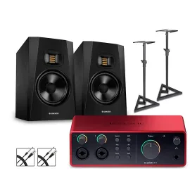 Focusrite Scarlett 4i4 Gen 4 Adam Audio Monitors (Stands & Cables Included)  T7V