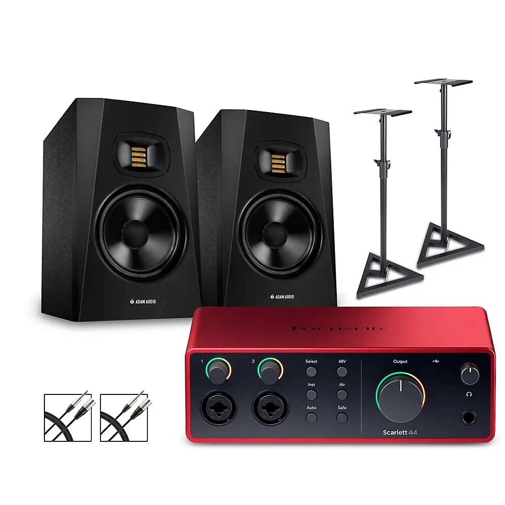 Focusrite Scarlett 4i4 Gen 4 Adam Audio Monitors (Stands & Cables Included)  T7V