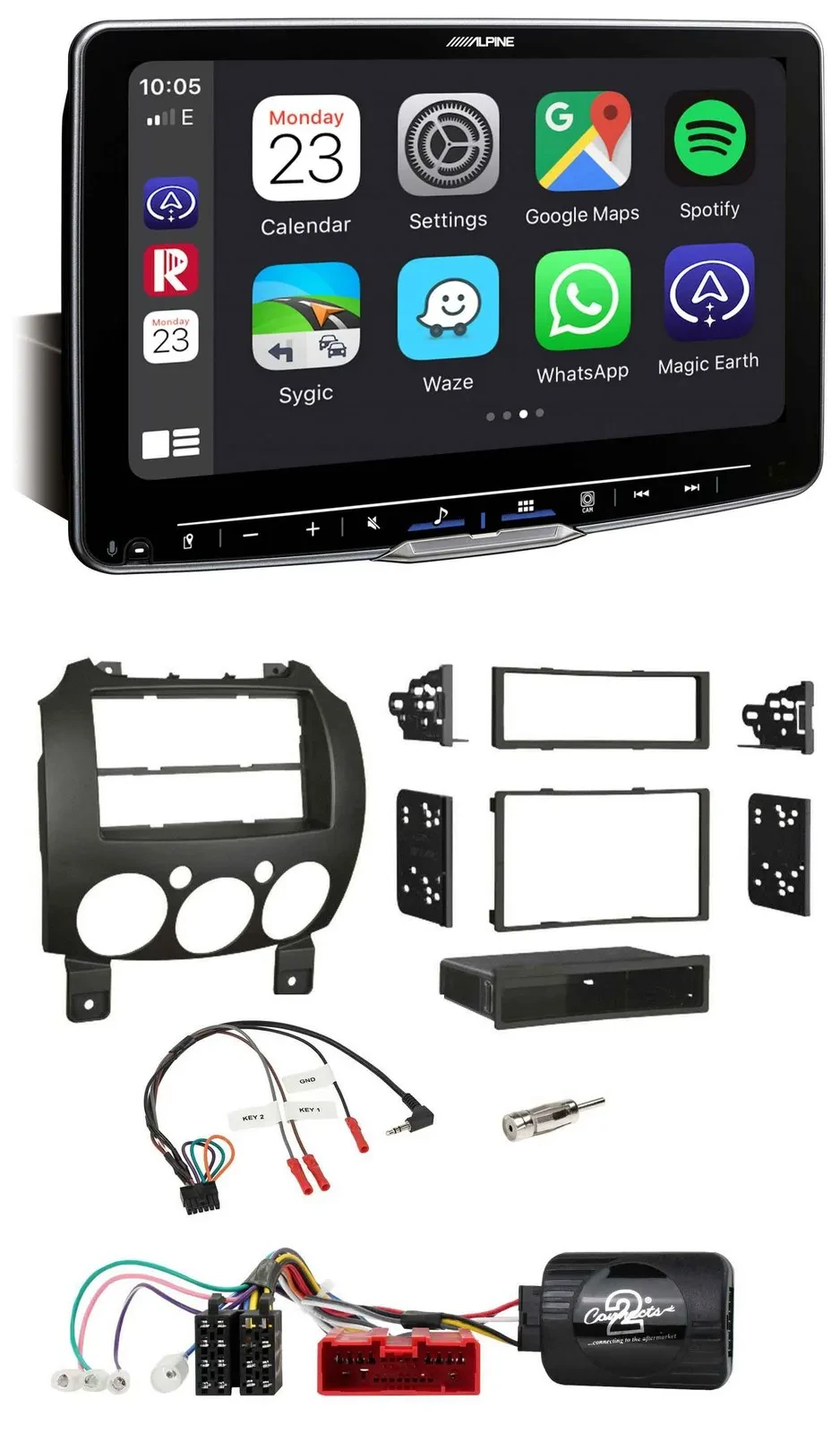 Автомагнитола Alpine Bluetooth USB DAB для Mazda 2 (2007–2014)