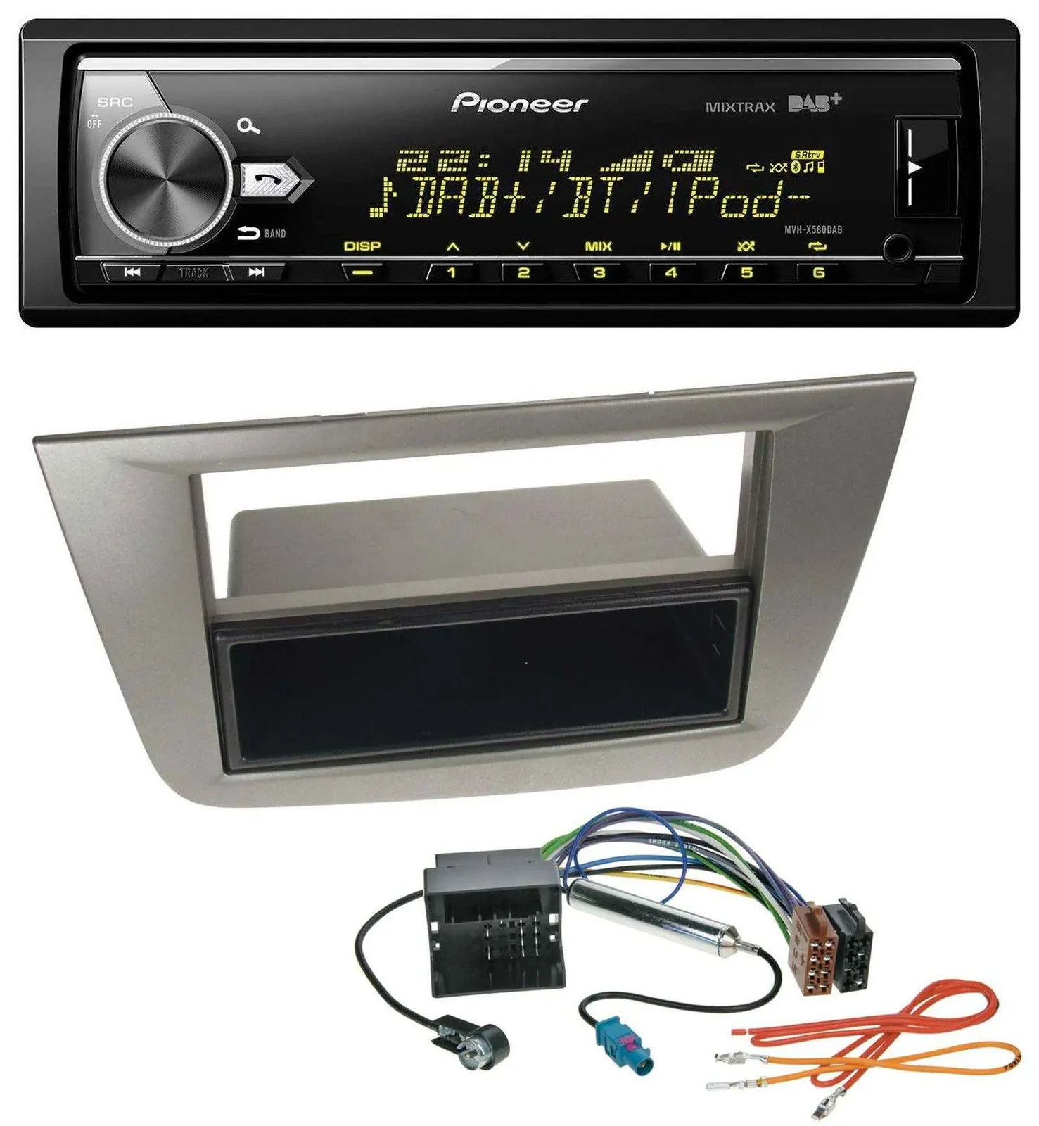 Автомагнитола Pioneer Bluetooth USB DAB MP3 для Seat Altea/Toledo (с 2005), антрацит