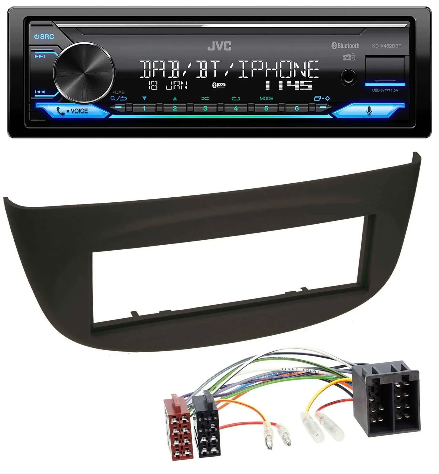 JVC Bluetooth DAB USB MP3 Autoradio für Renault Twingo (07-12) schwarz