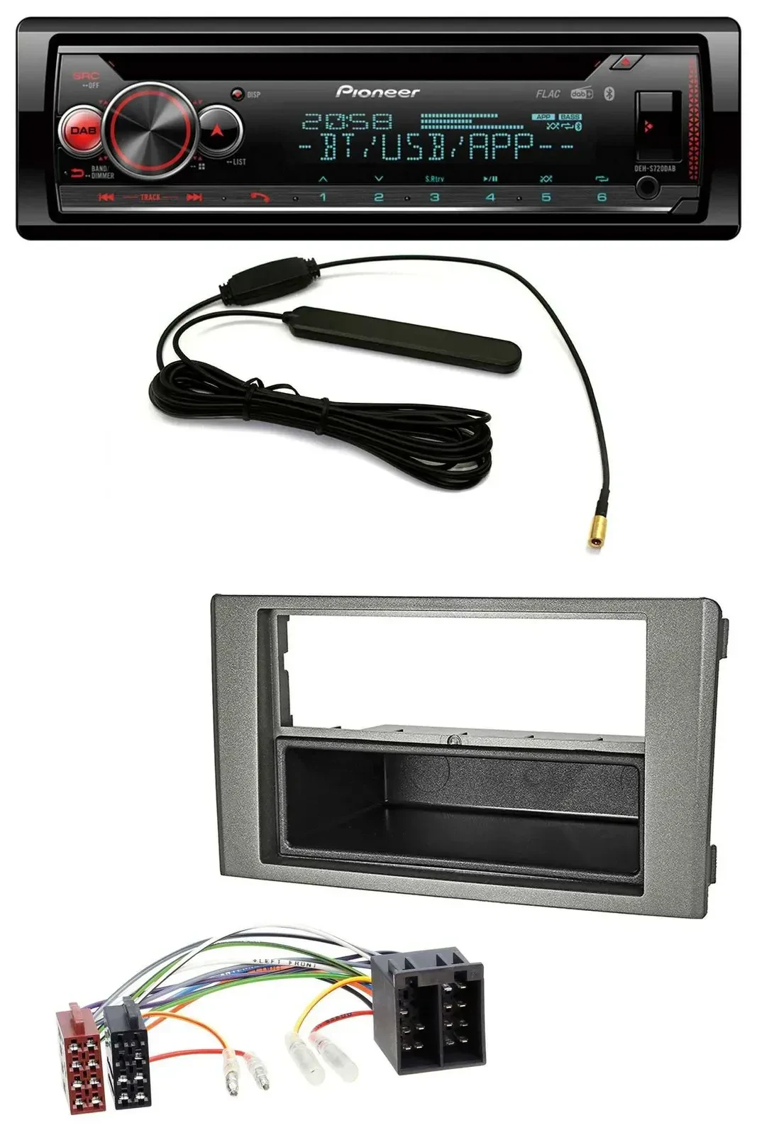 Автомагнитола для Iveco Daily (2006–2014) Pioneer USB DAB MP3 Bluetooth CD темно-серая