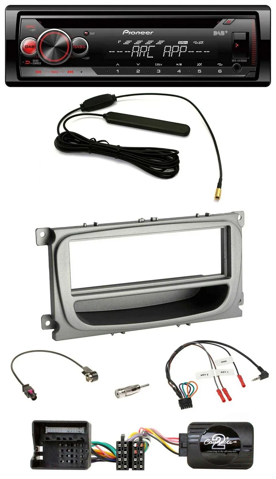 Pioneer CD USB Lenkrad DAB MP3 Autoradio für Ford C-Max Focus Galaxy ab 07 silbe