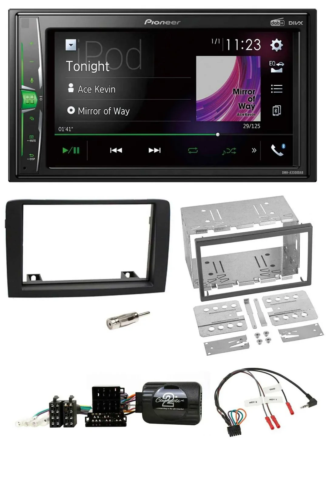 Автомагнитола Pioneer 2DIN DAB USB Bluetooth для Fiat Idea 2006–2012, черная