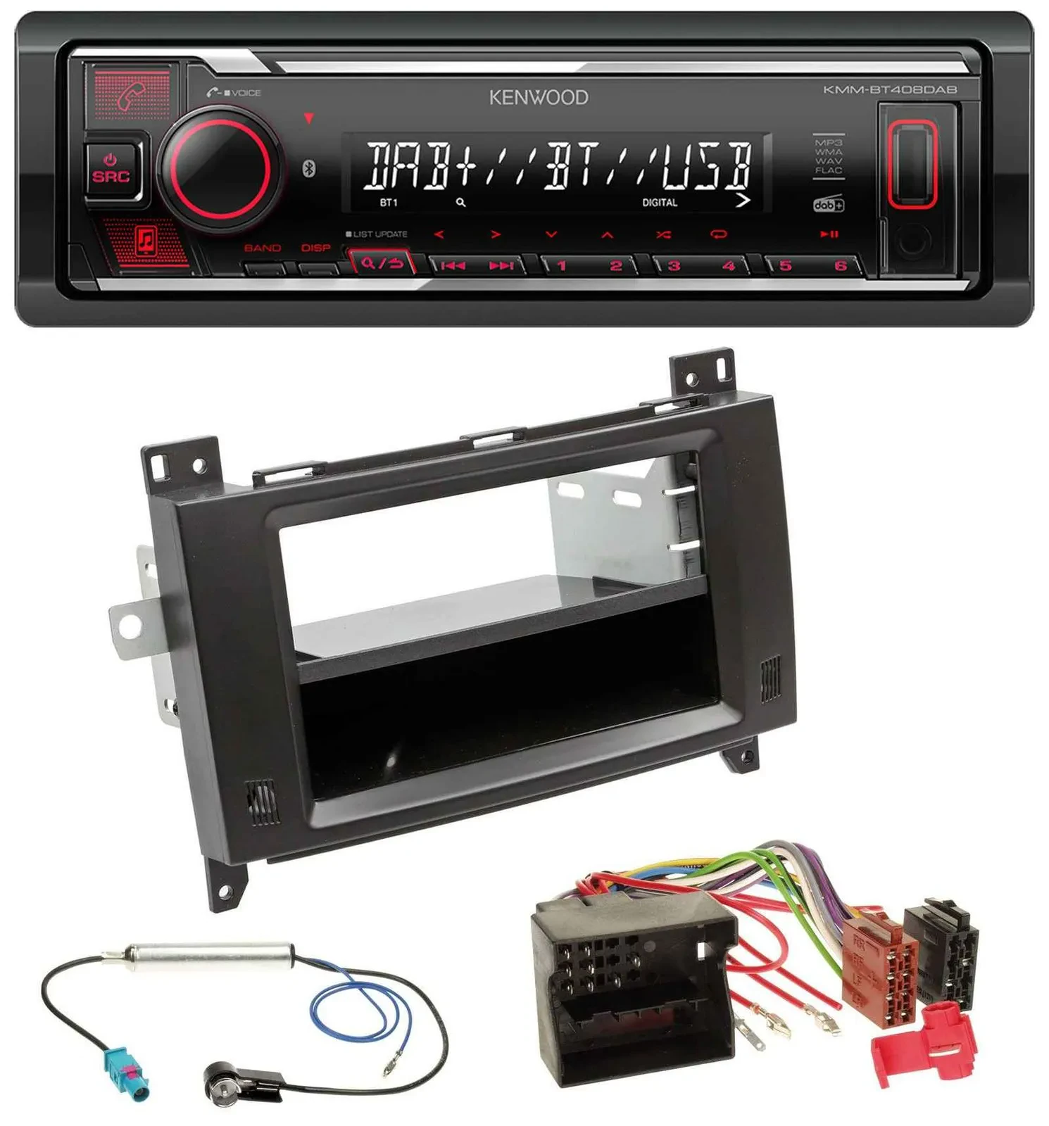 Kenwood MP3 Bluetooth USB DAB Autoradio für Mercedes Viano Vito 06-14 schwarz