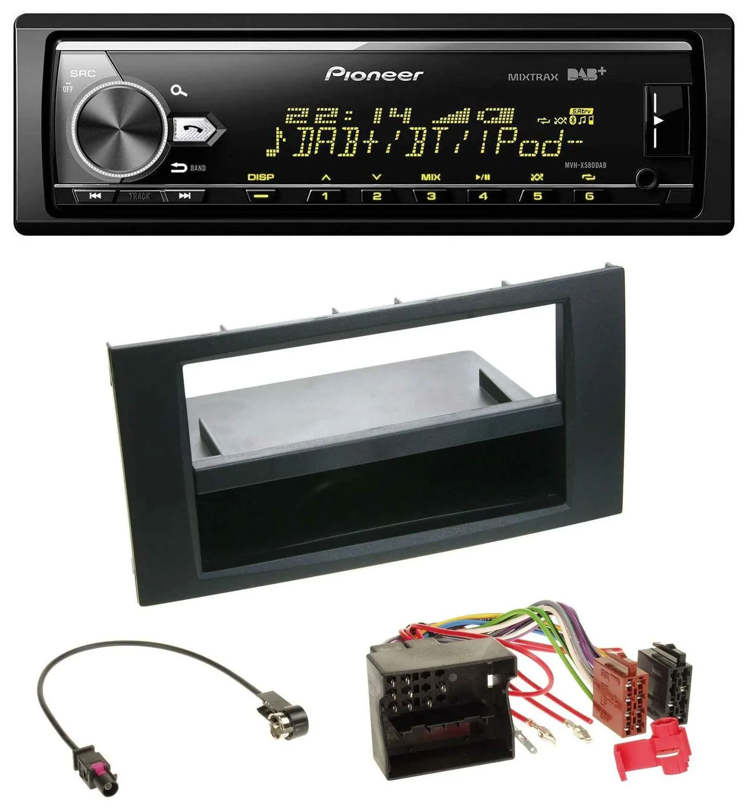 Pioneer Bluetooth USB DAB MP3 Autoradio für Ford Focus Fiesta 04-08 schwarz