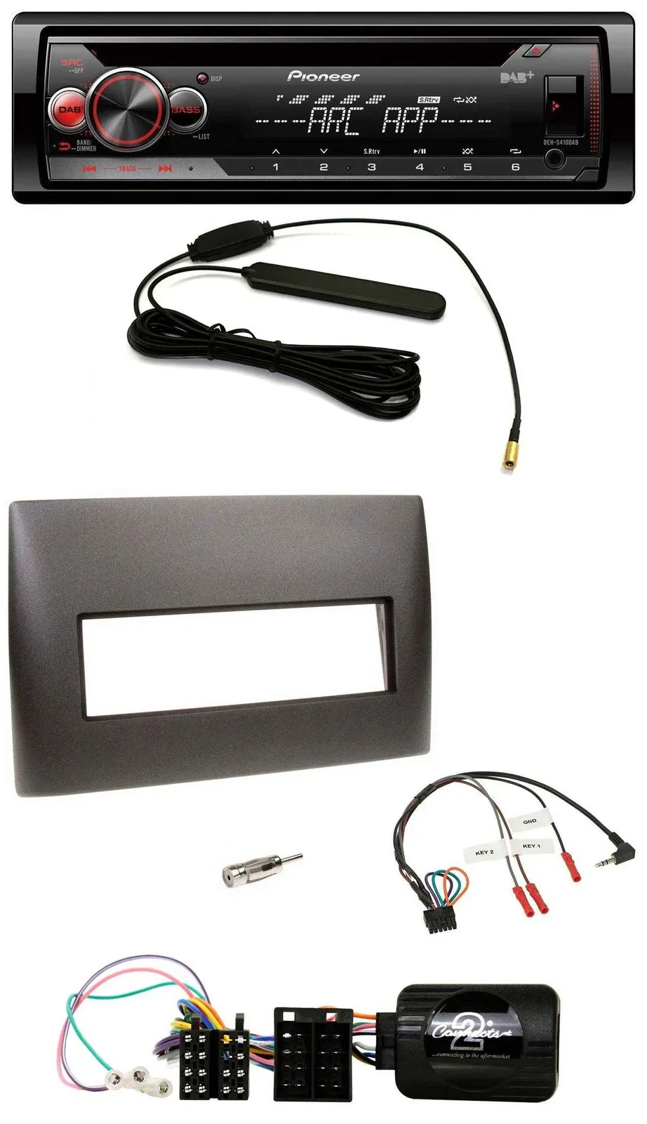 Pioneer CD USB Lenkrad DAB MP3 Autoradio für Fiat Stilo 2001-2007 schwarz