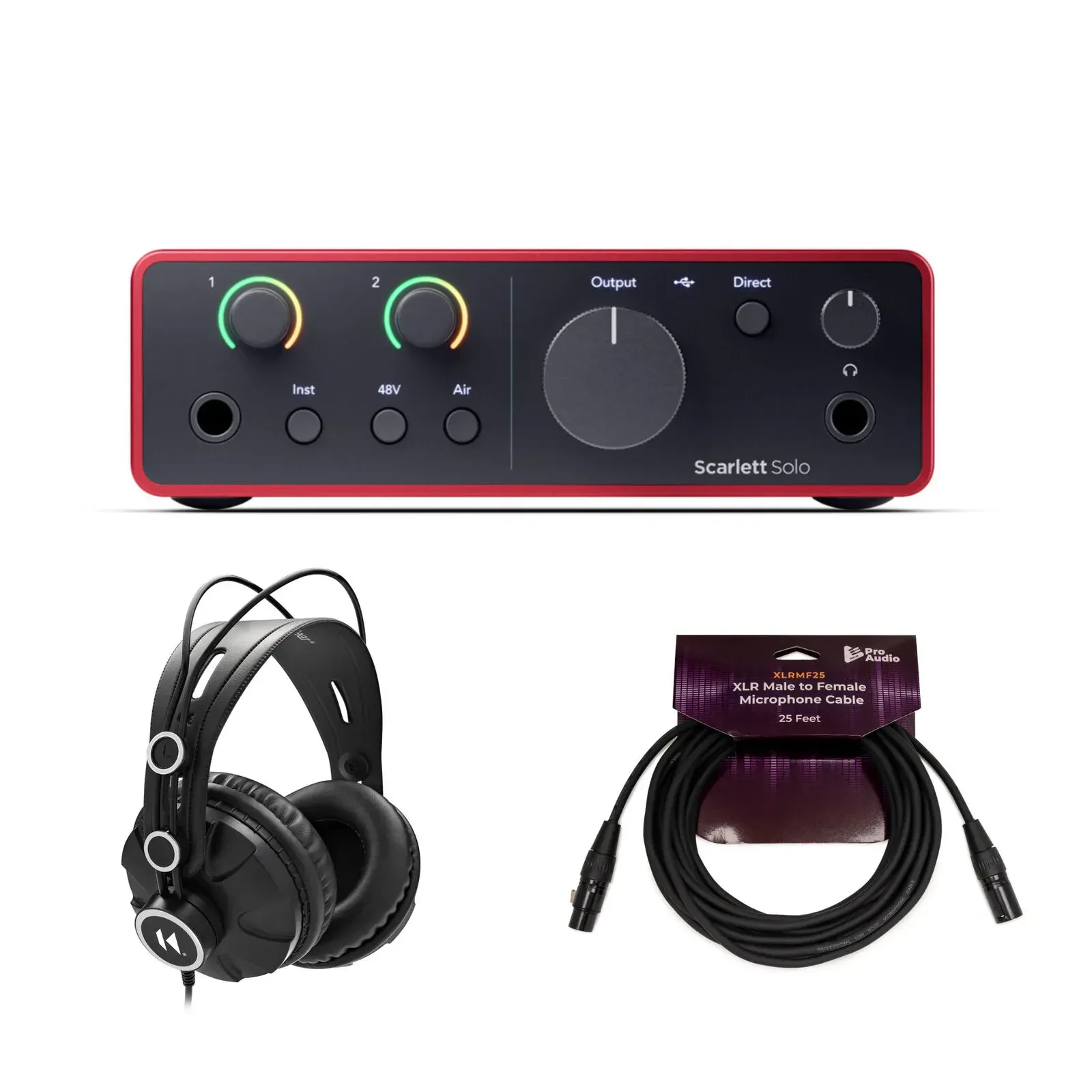 Аудиоинтерфейс Focusrite Scarlett Solo 4th Gen USB (набор) с наушниками и кабелем