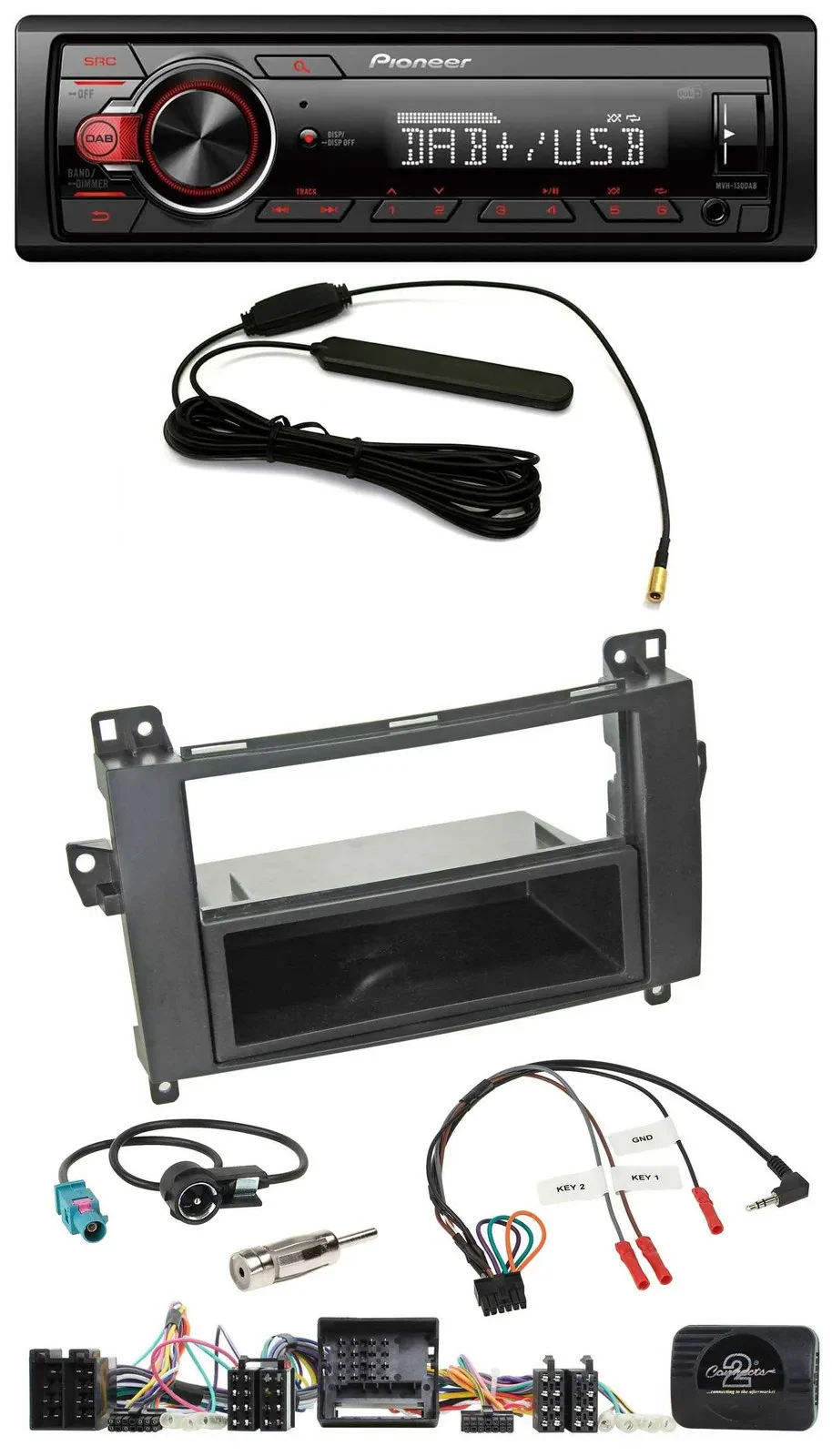 Pioneer MP3 DAB 1DIN Lenkrad USB Autoradio für Mercedes A-Klasse W169 B-Klasse T